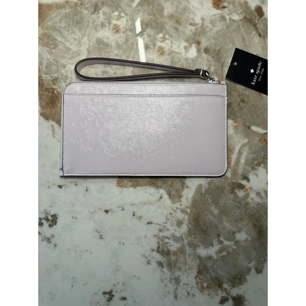 Kate Spade Lilac Moon Crinkle Patent Leather Lucy Medium Zip Wristlet KM612 NEW